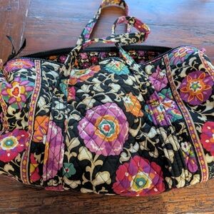 Vera Bradley Black Floral Quilted Travel Bag